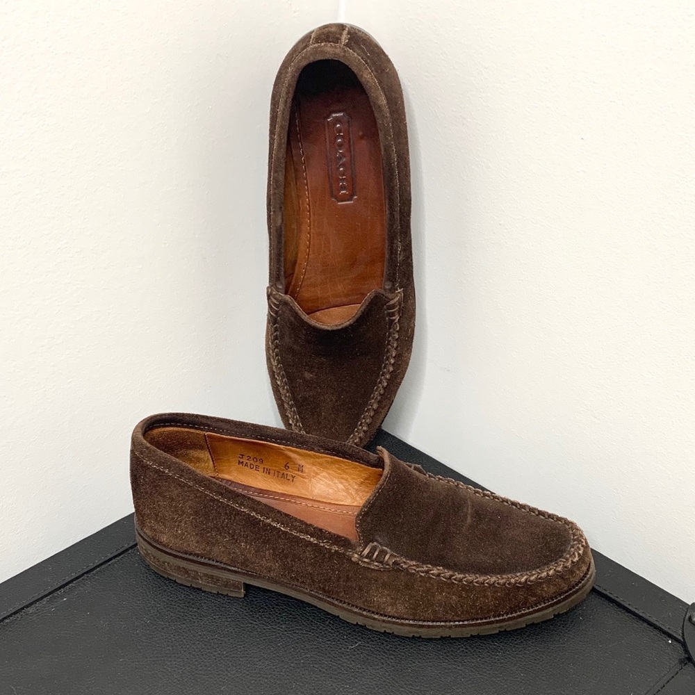 Coach Canyon Slip on Brown Suede Loafers - Size 6